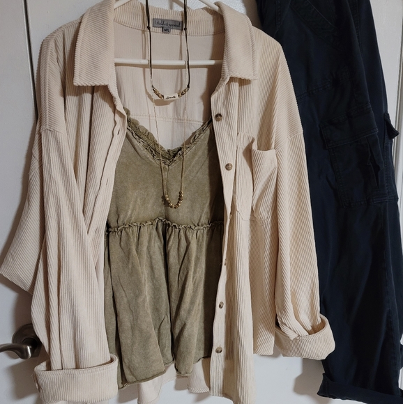 Cream Corduroy Button Down - Picture 1 of 7